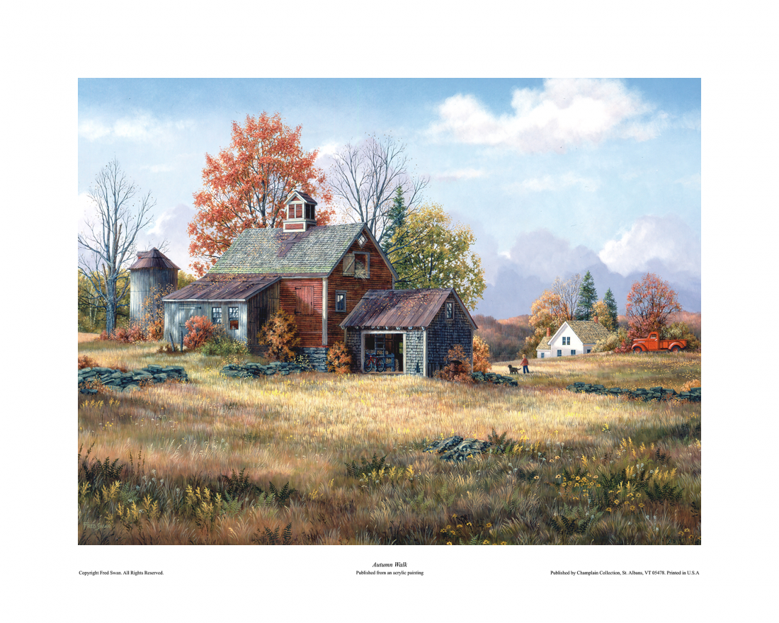 Autumn Walk - American Realist Painting by Fred Swan